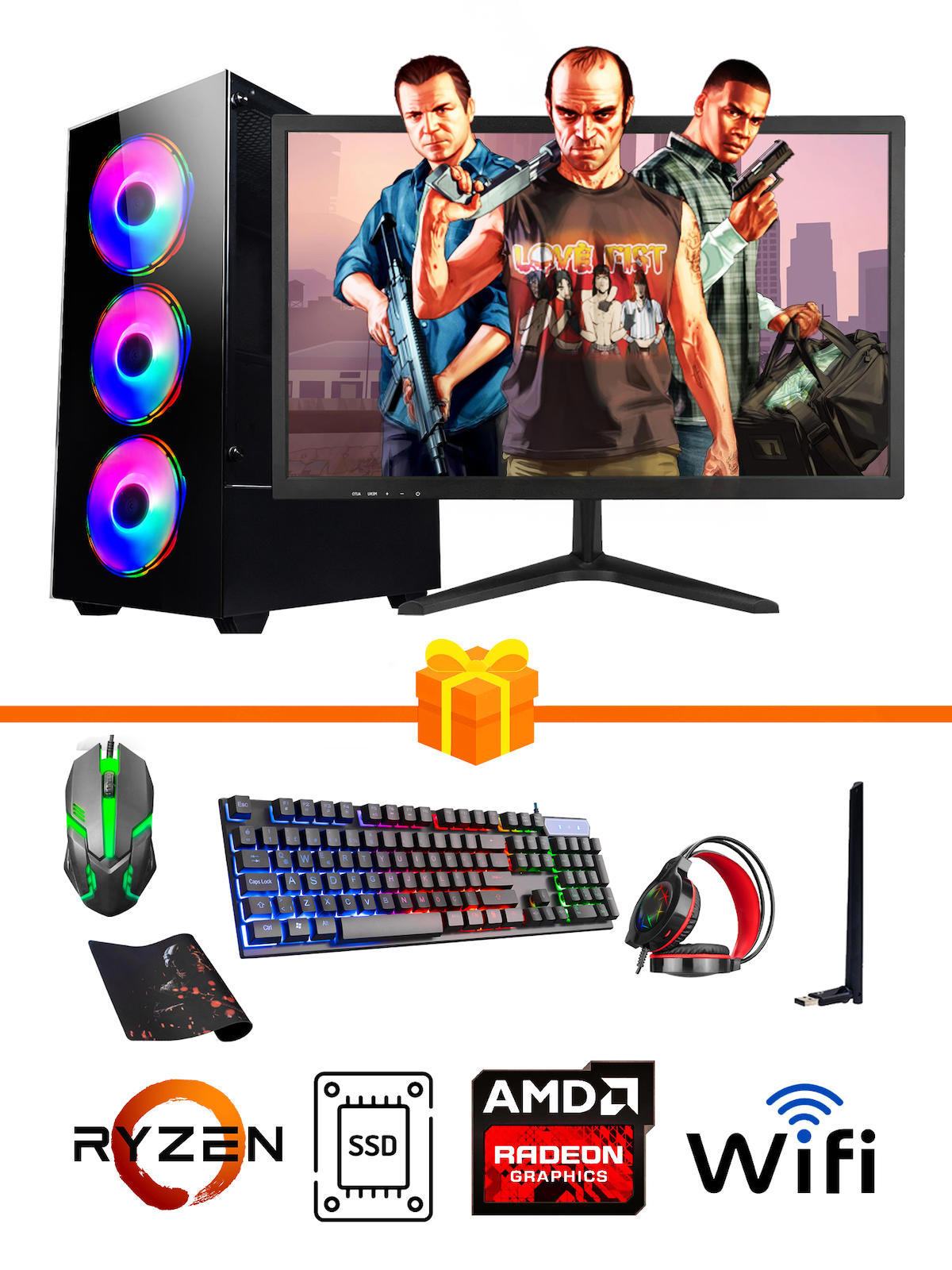 Ramtech Gaming RG505-053 Harici Radeon RX 550 Ekran Kartlı AMD Ryzen 5500 16 GB DDR4 128 GB SSD 21.5 inç FULL HD FreeDos Masaüstü Oyuncu Bilgisayarı