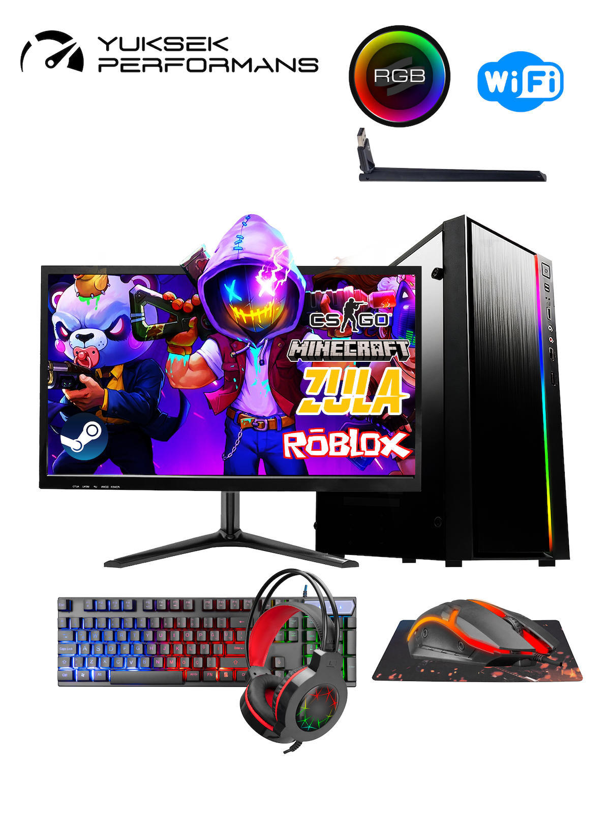 Ramtech RK113 Paylaşımlı Ekran Kartlı Intel Core i5 650 8 GB DDR3 500 GB SSD 18.5 inç HD FreeDos Masaüstü Oyuncu Bilgisayarı