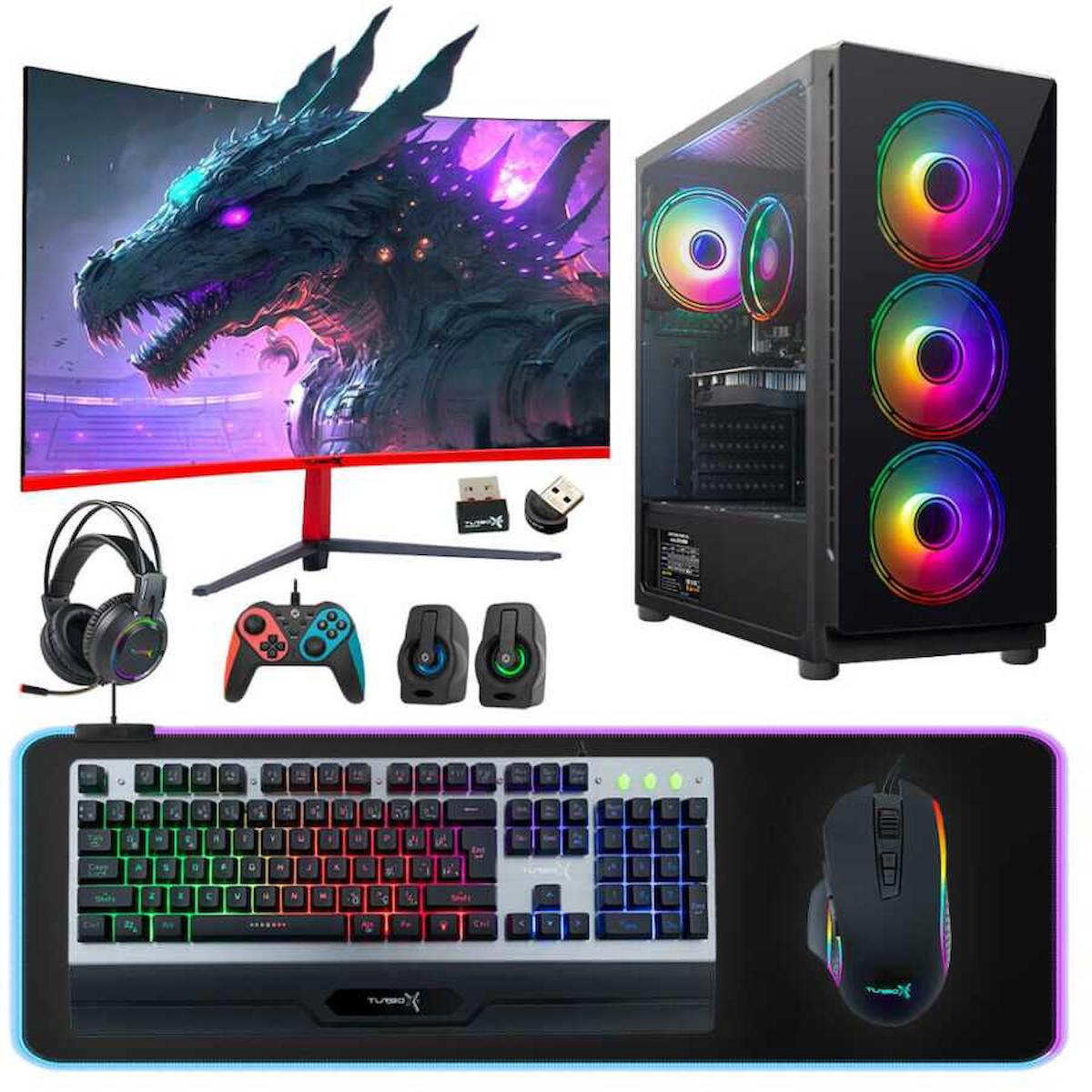 Turbox Tx3065 Harici GeForce GTX 750 Ti Ekran Kartlı Intel Core i5 3470 8 GB DDR3 256 GB SSD 27 inç FULL HD FreeDos Masaüstü Oyuncu Bilgisayarı