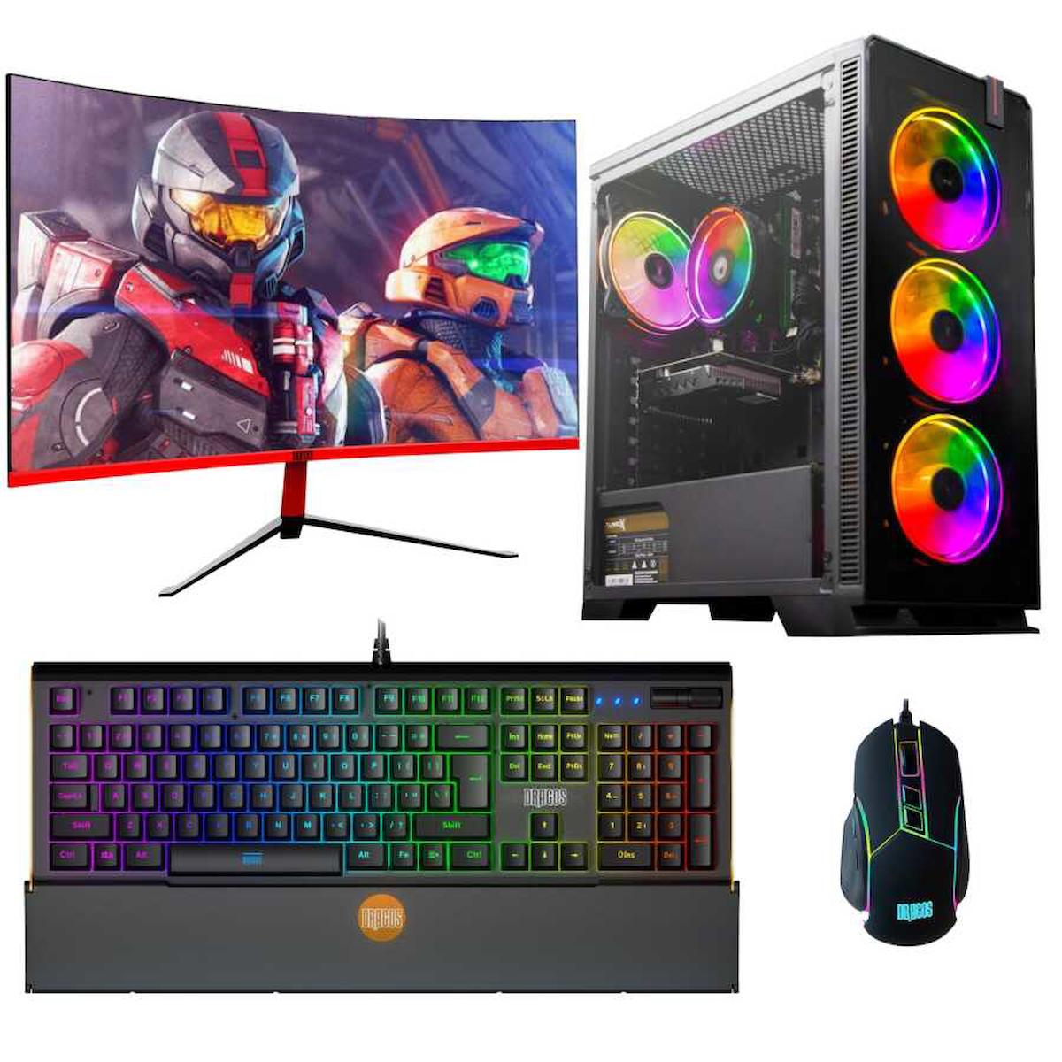 Dragos DRx1572 Harici GeForce RTX 3070 Ti Ekran Kartlı Intel Core i5-12400F 16 GB DDR4 256 GB SSD 27 inç FULL HD FreeDos Masaüstü Oyuncu Bilgisayarı