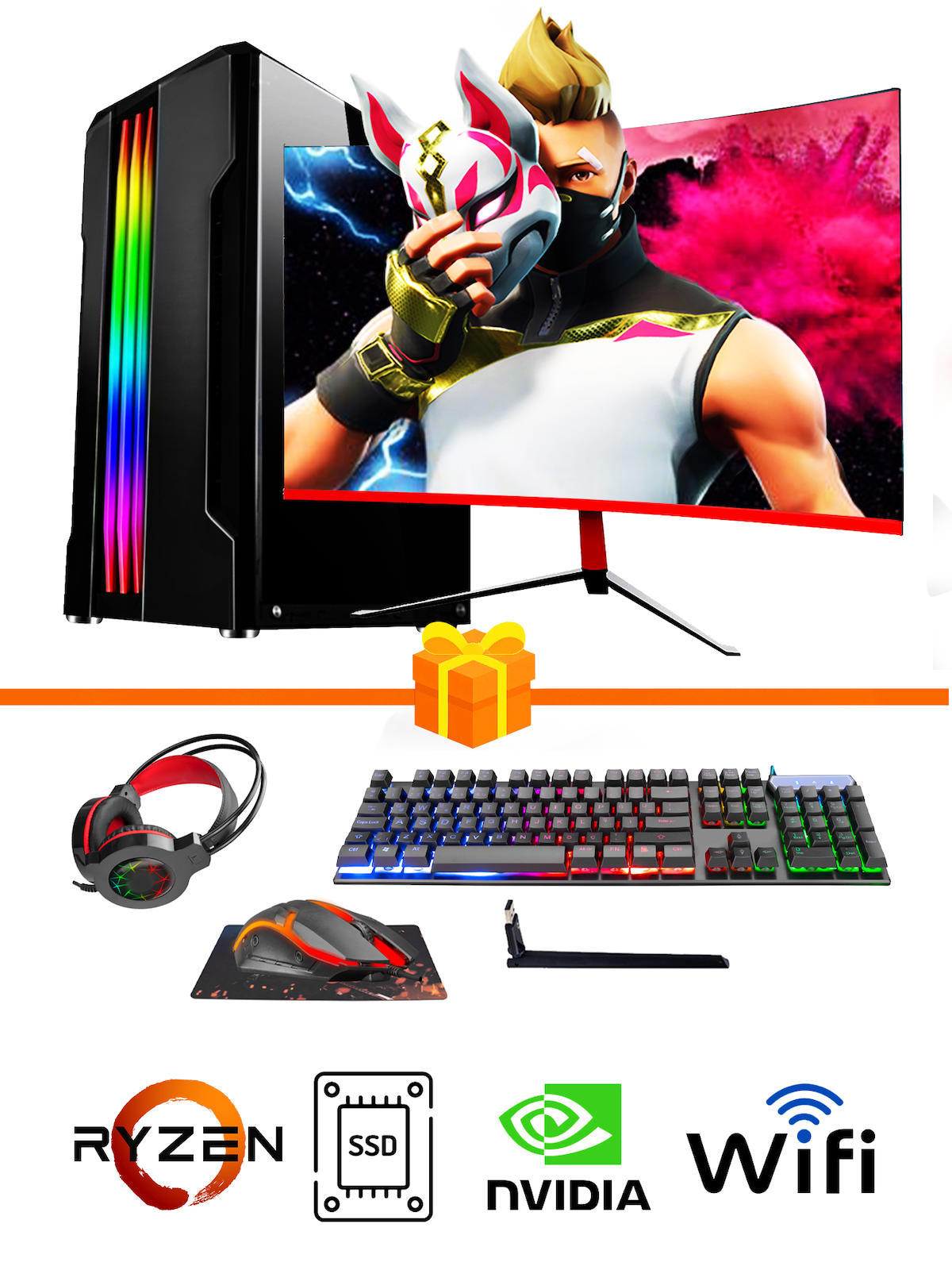 Ramtech Gaming RG505-0146 Harici GeForce GTX 1650 Ekran Kartlı AMD Ryzen 5500 32 GB DDR4 256 GB SSD 23.6 inç FULL HD FreeDos Masaüstü Oyuncu Bilgisayarı