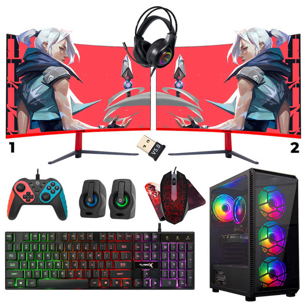 Turbox Tx4358 Harici GeForce GT 740 Ekran Kartlı Intel Core i5 6400 16 GB DDR4 512 GB SSD 23.6 inç FULL HD FreeDos Masaüstü Oyuncu Bilgisayarı