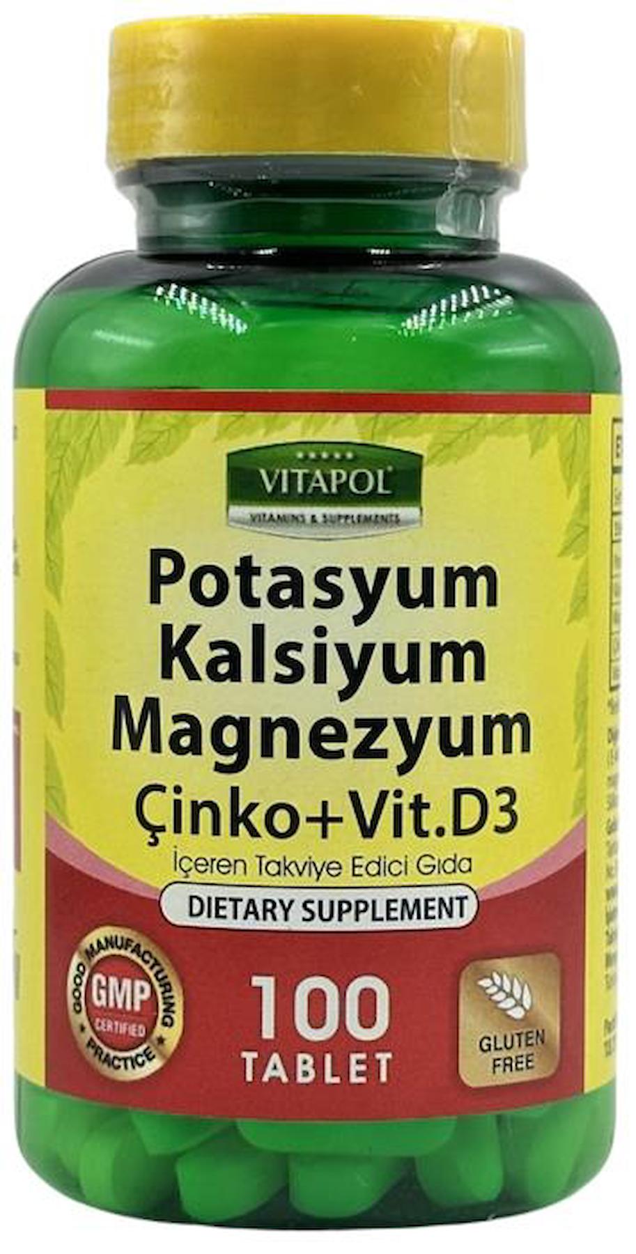 Vitapol Potasyum Kalsiyum Magnezyum Aromasız Unisex Vitamin 100 Tablet