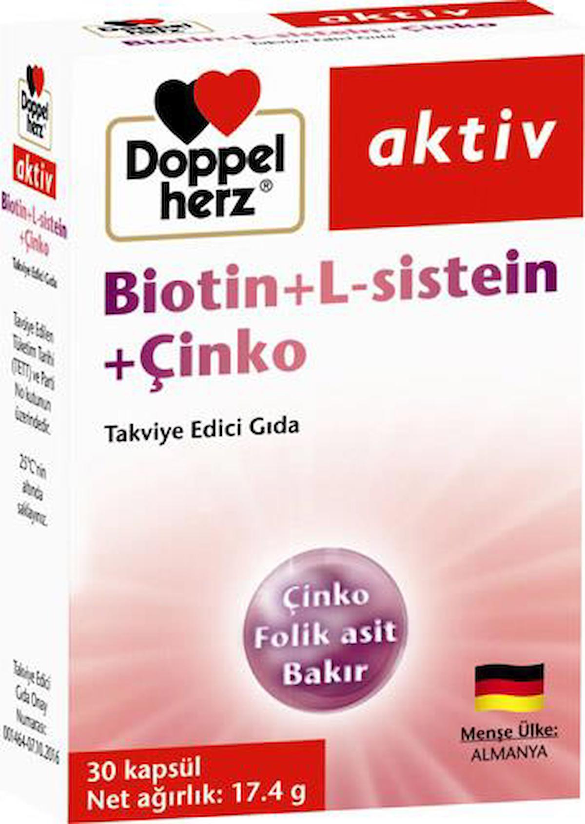 Doppel Herz Herz Aktiv Biotin Aromasız Unisex Vitamin 30 Tablet