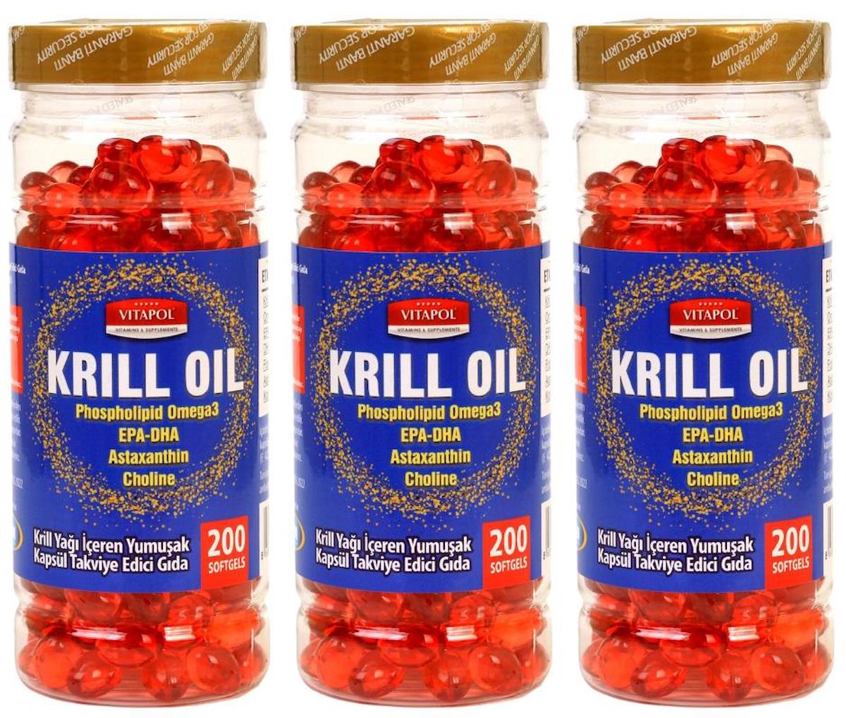 Vitapol Krıll Oil Aromasız Unisex Vitamin 3x200 Kapsül