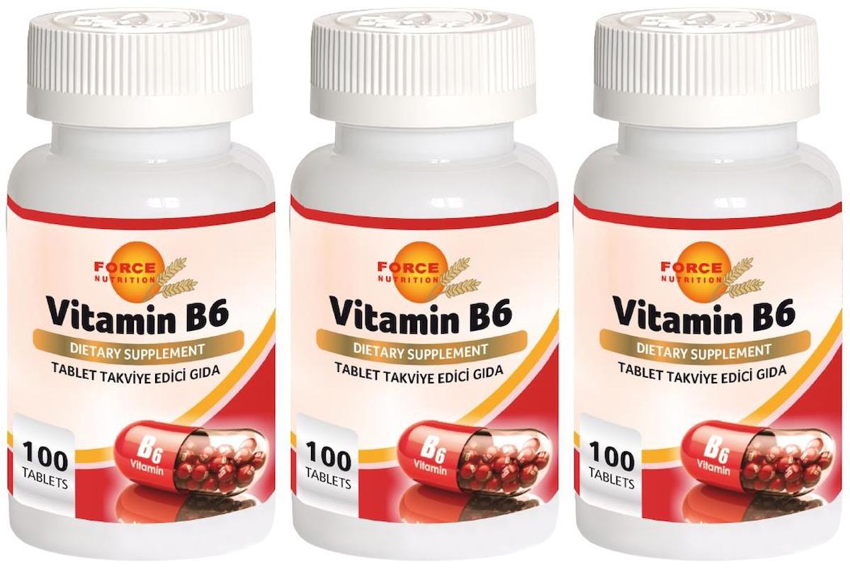 Force Nutrition Vitamin B6 Aromasız Unisex 3x100 Tablet