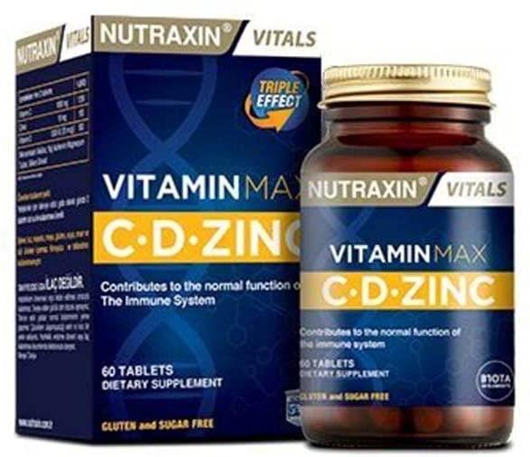 Nutraxin Plus Çinko Sade Unisex Vitamin 60 Tablet