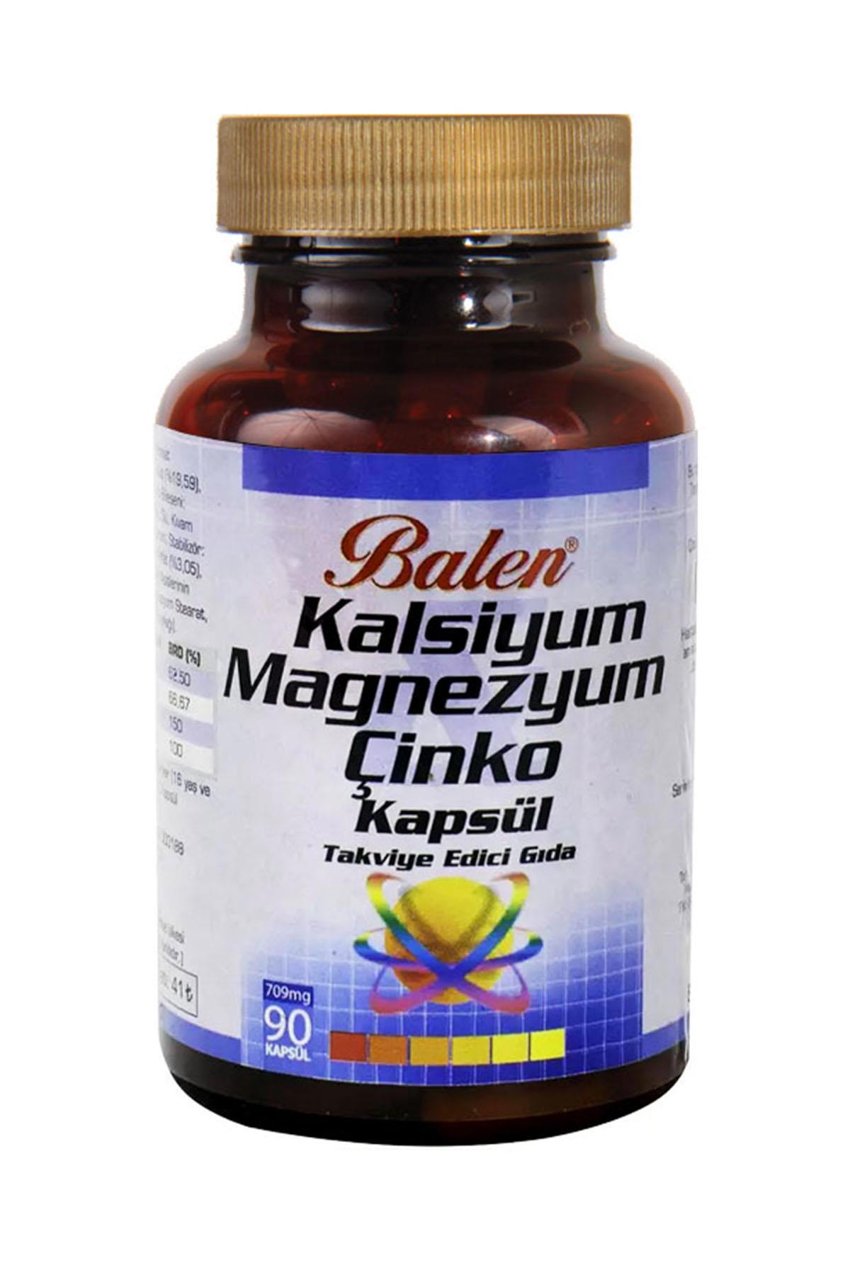 Balen Kalsiyum Magnezyum Çinko Sade Unisex Vitamin 90 Kapsül