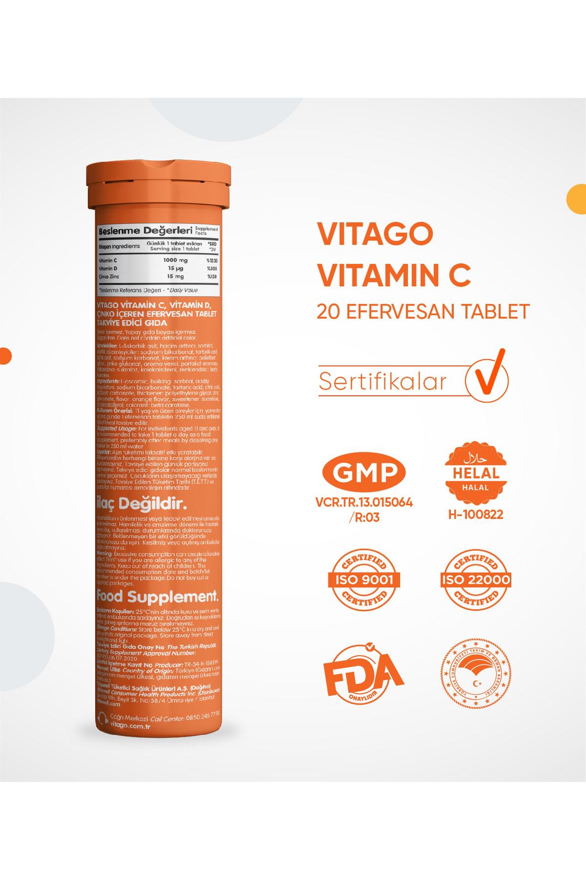 Vitago C Vitamini Aromasız Unisex 20 Tablet