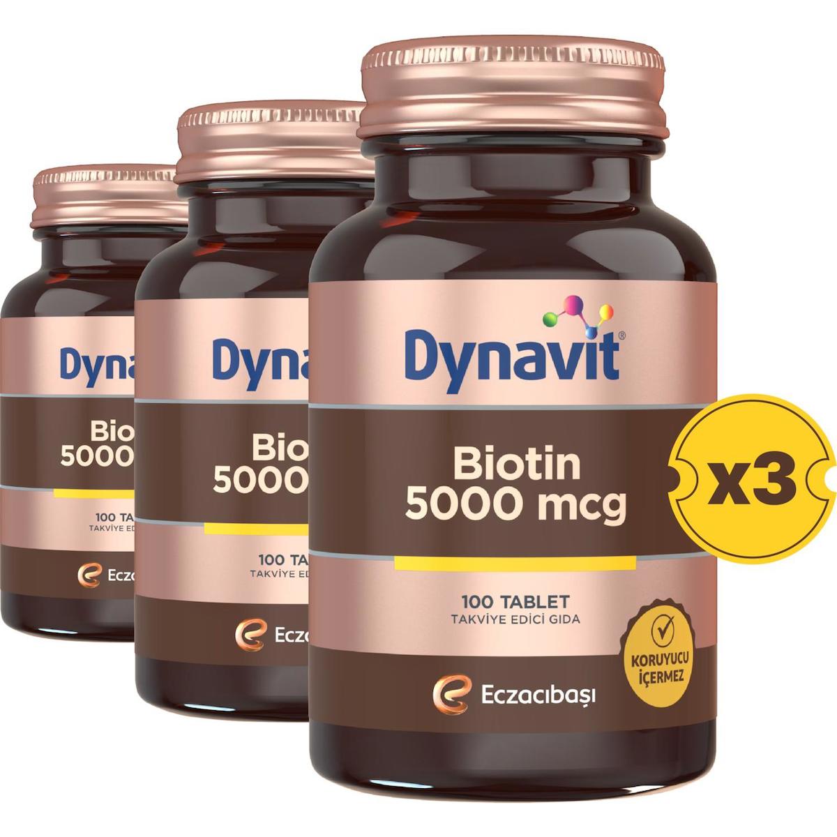 Dynavit Biotin Aromasız Unisex Vitamin 3x100 Tablet