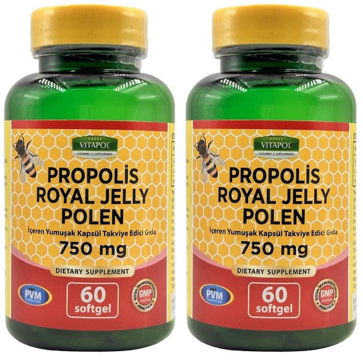 Vitapol Propolis Royal Jelly Polen Aromasız Unisex Vitamin 2x60 Kapsül