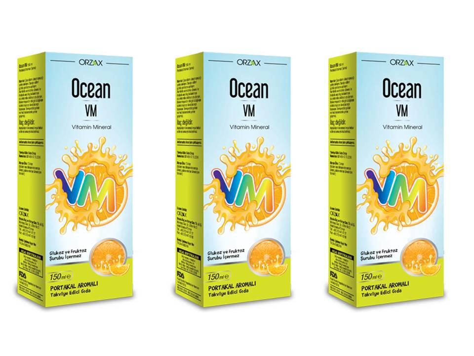 Ocean Drive Orzax Aromalı Unisex Vitamin 3x150 ml