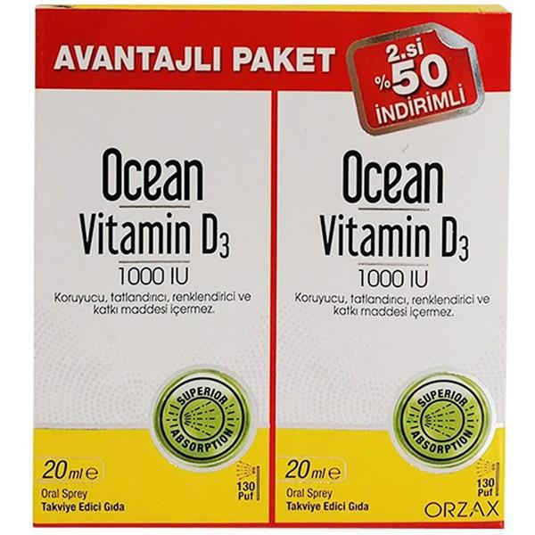 Ocean D3 Vitamini Aromasız Unisex 2x20 ml