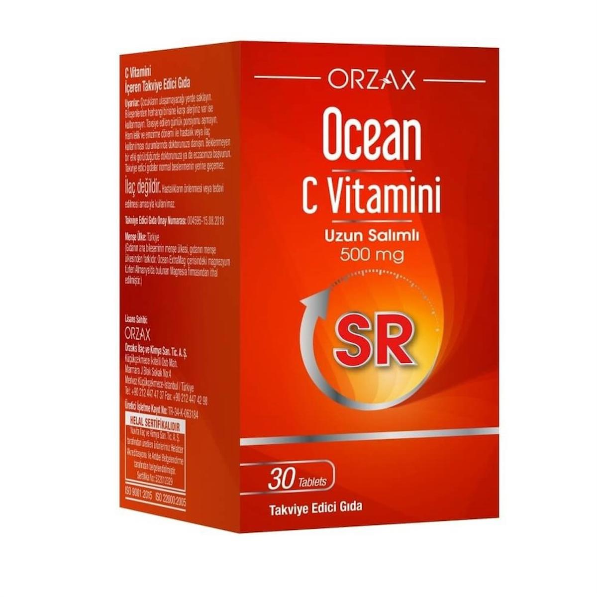 Ocean Orzax C Vitamini Aromasız Unisex 30 Tablet