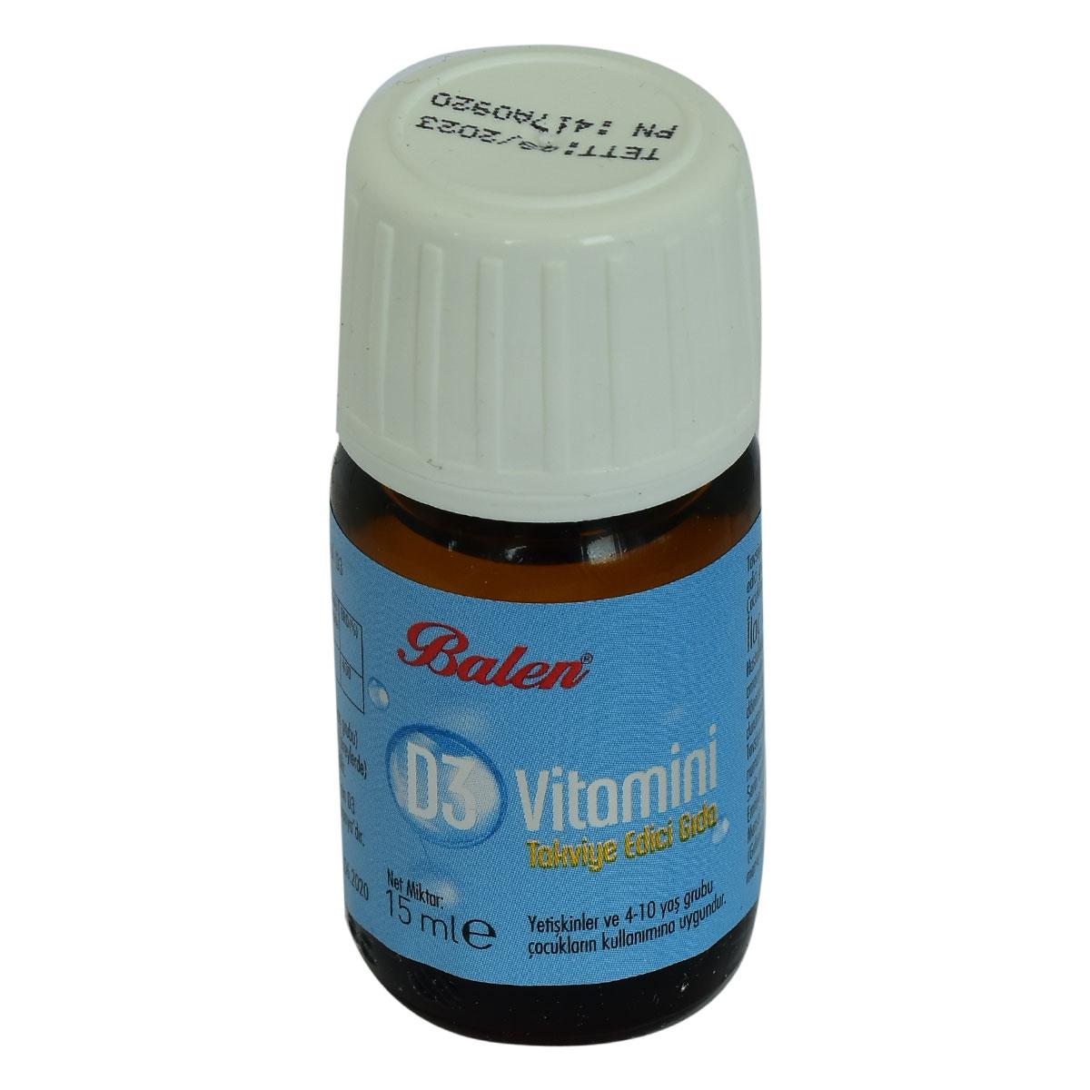 Balen Sağlıklı Yaşam D3 Sade Unisex Vitamin 15 ml