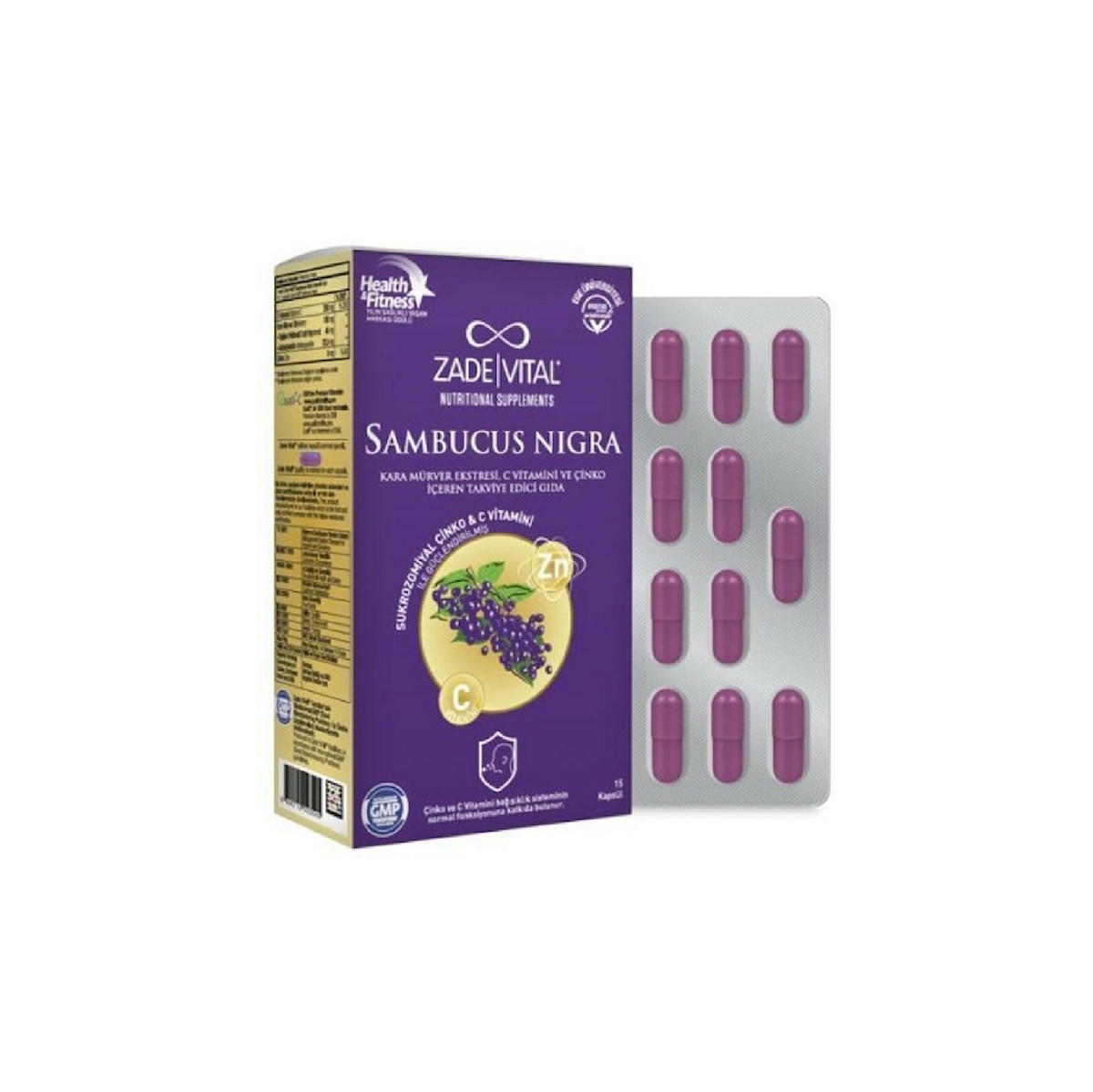 Zade Sambucus Kara Mürver Unisex Vitamin 15 Kapsül