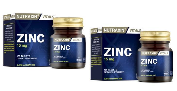 Nutraxin Çinko Sade Unisex Vitamin 2x100 Tablet
