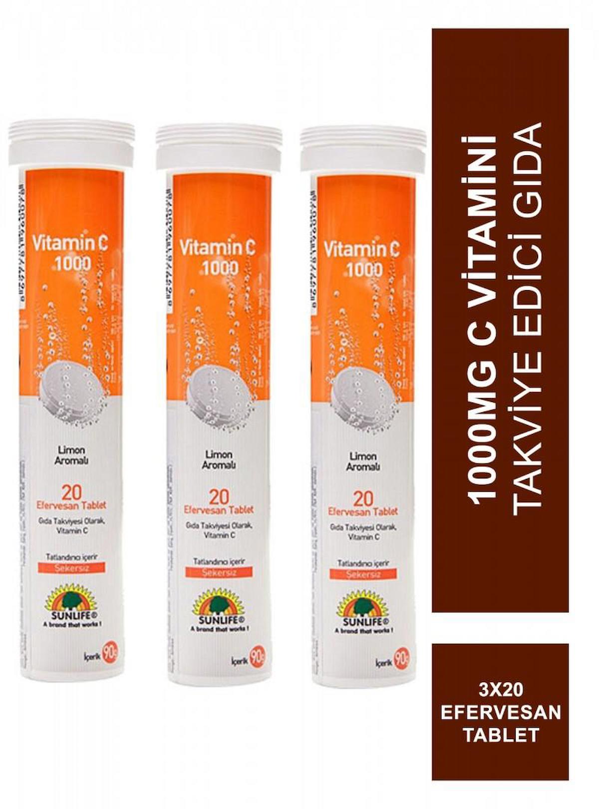 Sunlife C Vitamini Aromalı Unisex 3x20 Tablet