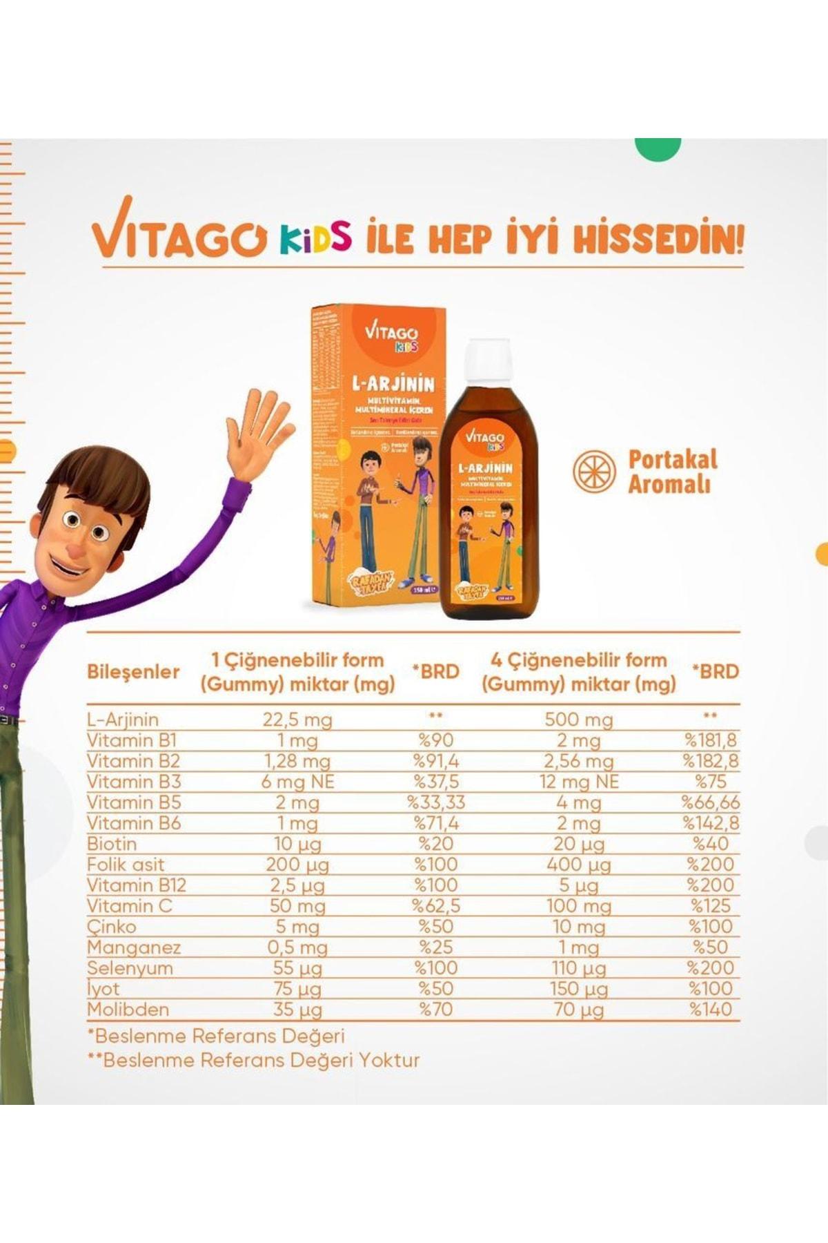 Vitago Kids L-Arjinine Aromalı Çocuk Vitamin 150 ml