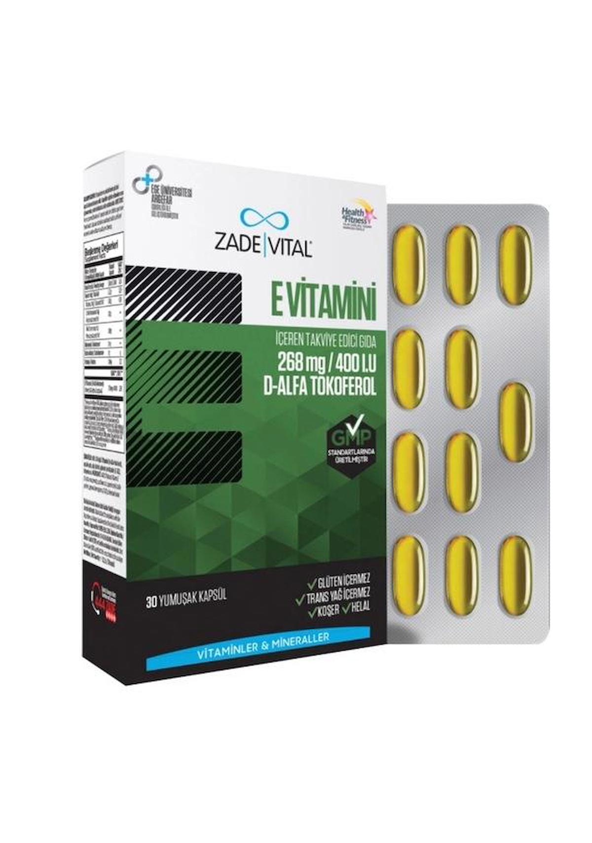 Zade Vital E Vitamini Aromasız Unisex 30 Kapsül