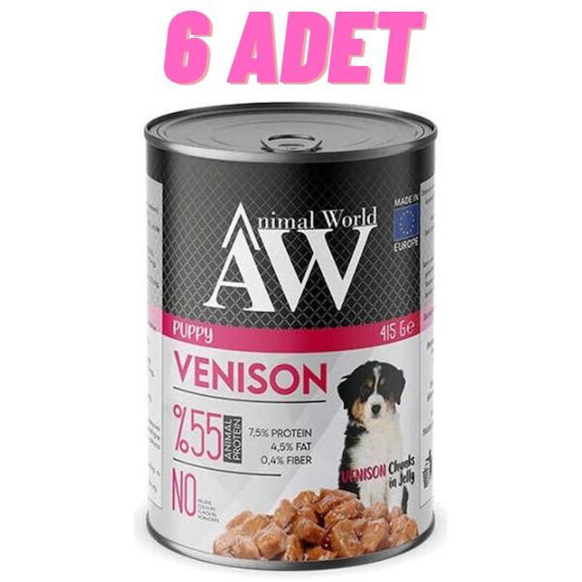 Animal World Venison Jelly Yavru Yaş Köpek Maması 415 gr 6'lı