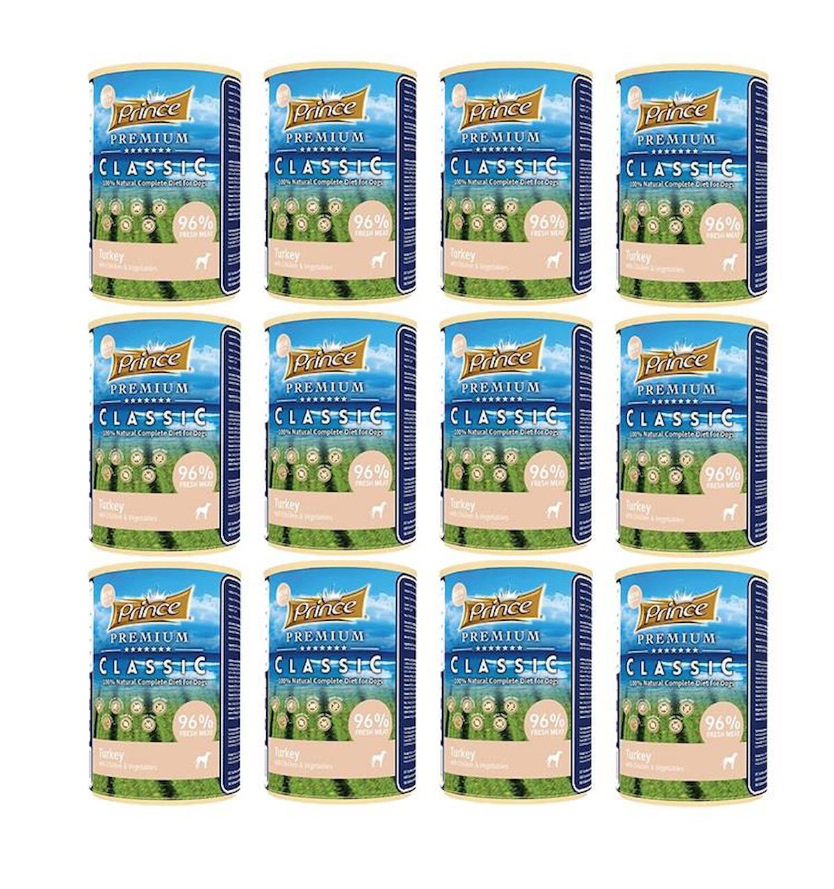 Prince Classic Hindili Sebzeli ve Tavuklu Ezme Yaş Köpek Maması 400 gr 12'li