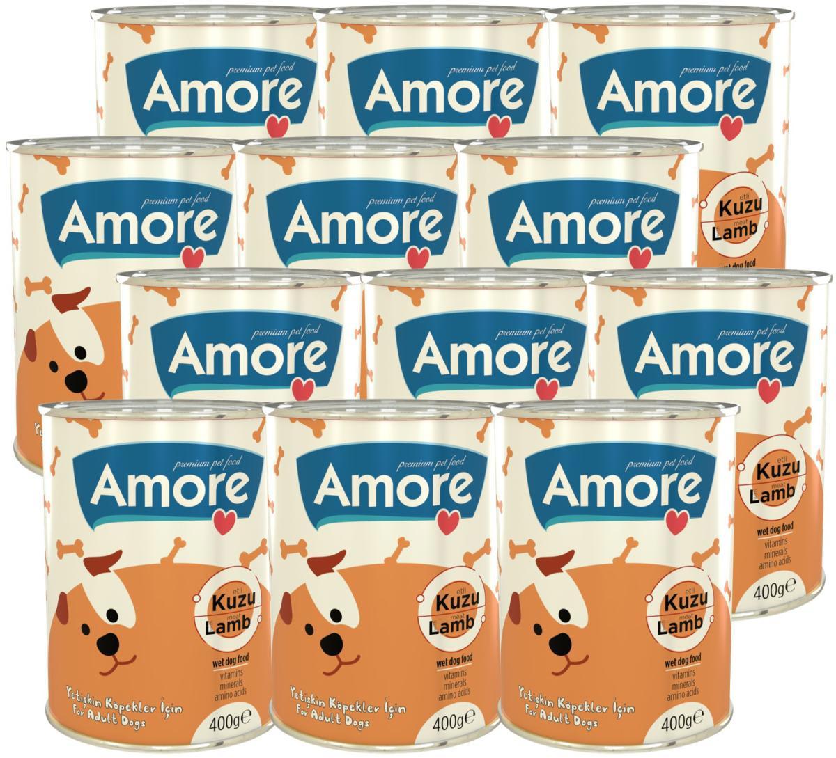 Amore Dog Wet Dog Food Kuzu Etli Parça Etli Yetişkin Yaş Köpek Maması 400 gr 12'li
