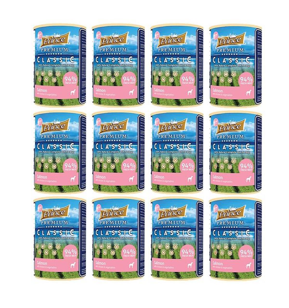 Prince Classic Somonlu ve Tavuklu Ezme Yaş Köpek Maması 400 gr 12'li