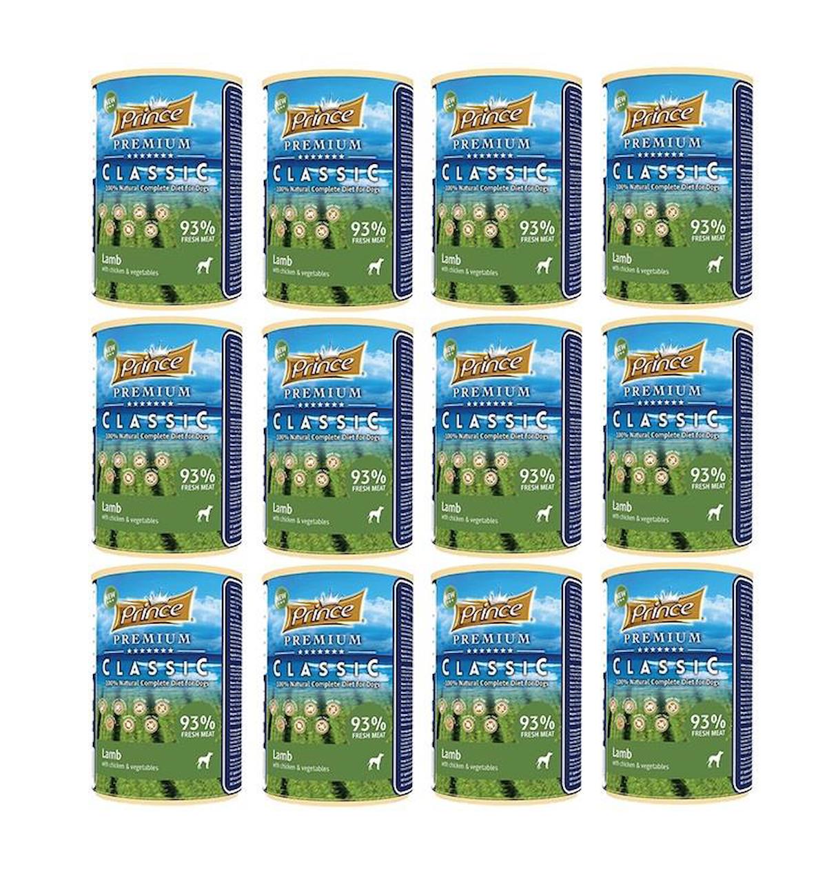 Prince Classic Kuzu Etli ve Tavuklu Ezme Yaş Köpek Maması 400 gr 12'li
