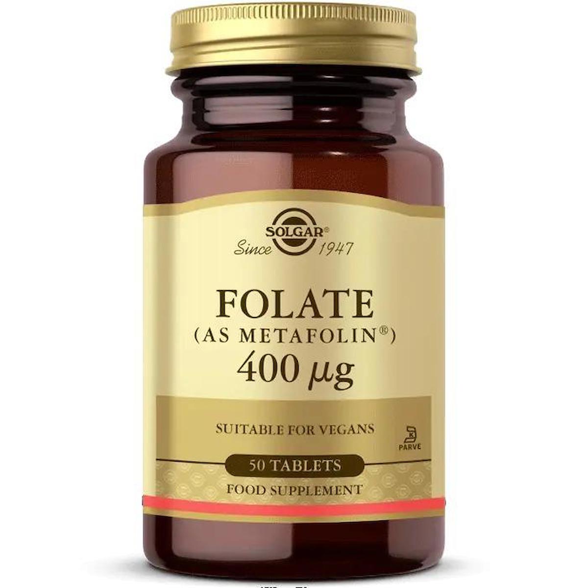Solgar Folate Aromasız Yetişkin Bitkisel Besin Desteği 50 Tablet