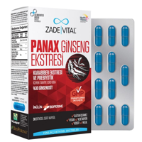 Zade Vital Panax Ginseng Ekstresi Aromalı Yetişkin Bitkisel Besin Desteği 30 Kapsül