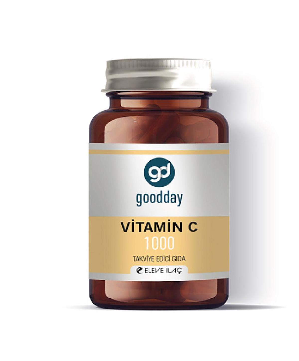 Goodday C Vitamini Aromasız Yetişkin Bitkisel Besin Desteği 60 Kapsül