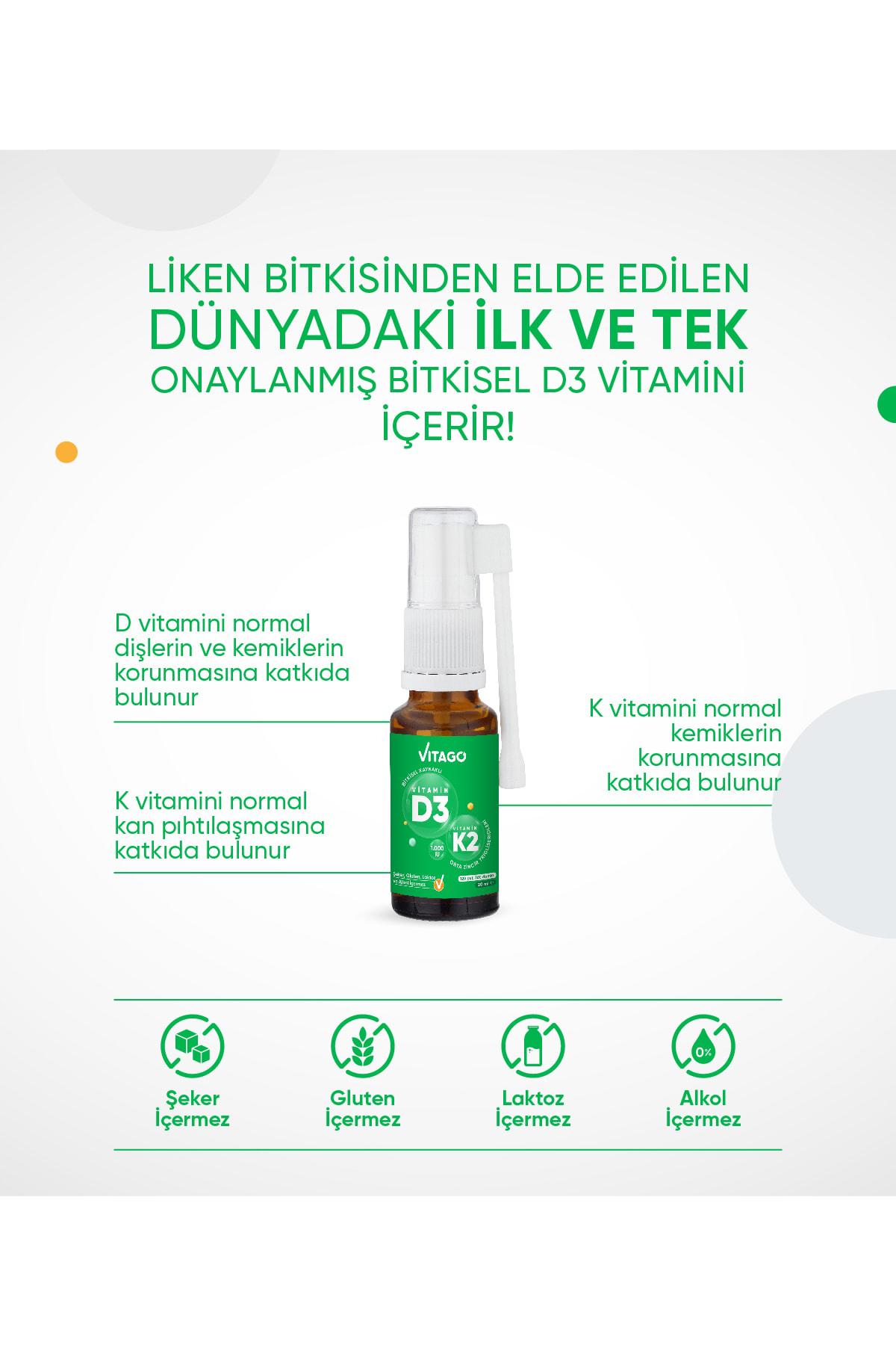 Vitago K2 Vitamini Aromasız Yetişkin Bitkisel Besin Desteği 20 ml