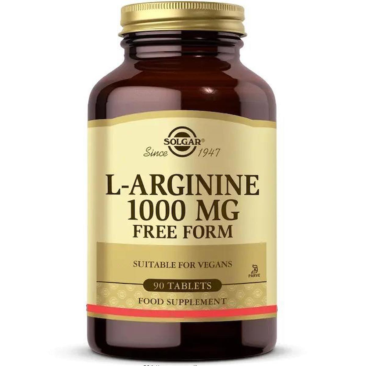 Solgar L-Arginine Aromasız Yetişkin Bitkisel Besin Desteği 90 Tablet