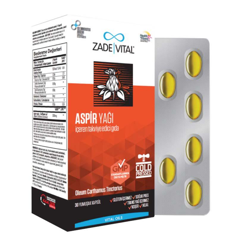 Zade Vital Aspir Yağı Aromalı Yetişkin Bitkisel Besin Desteği 30 Kapsül