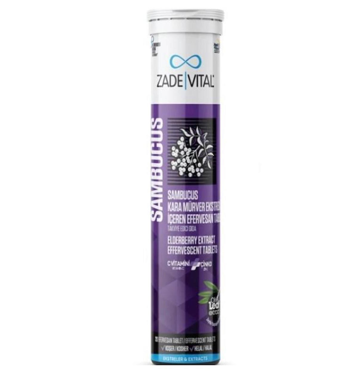 Zade Vital Sambacus Aromalı Yetişkin Bitkisel Besin Desteği 20 Tablet
