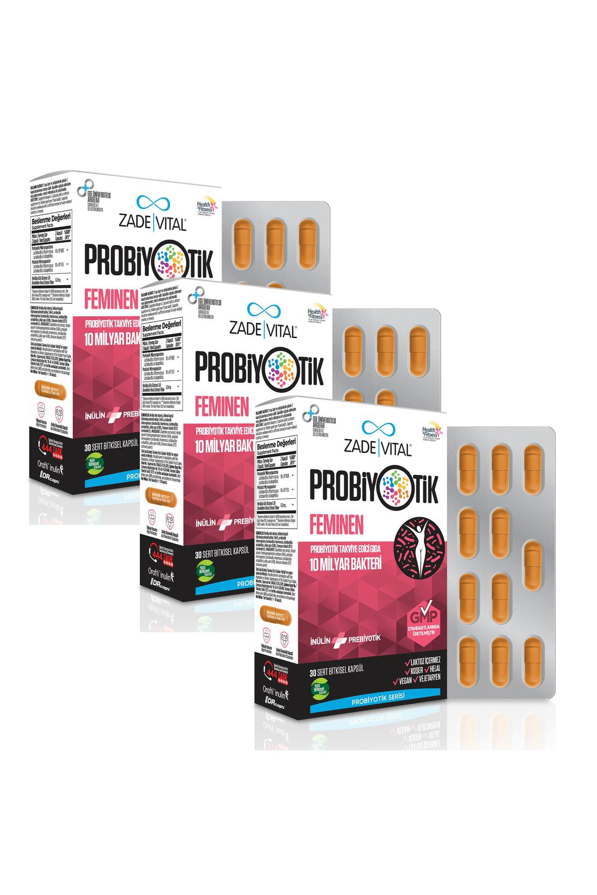 Zade Vital Probiyotik Feminen Aromasız Yetişkin Bitkisel Besin Desteği 3x30 Kapsül