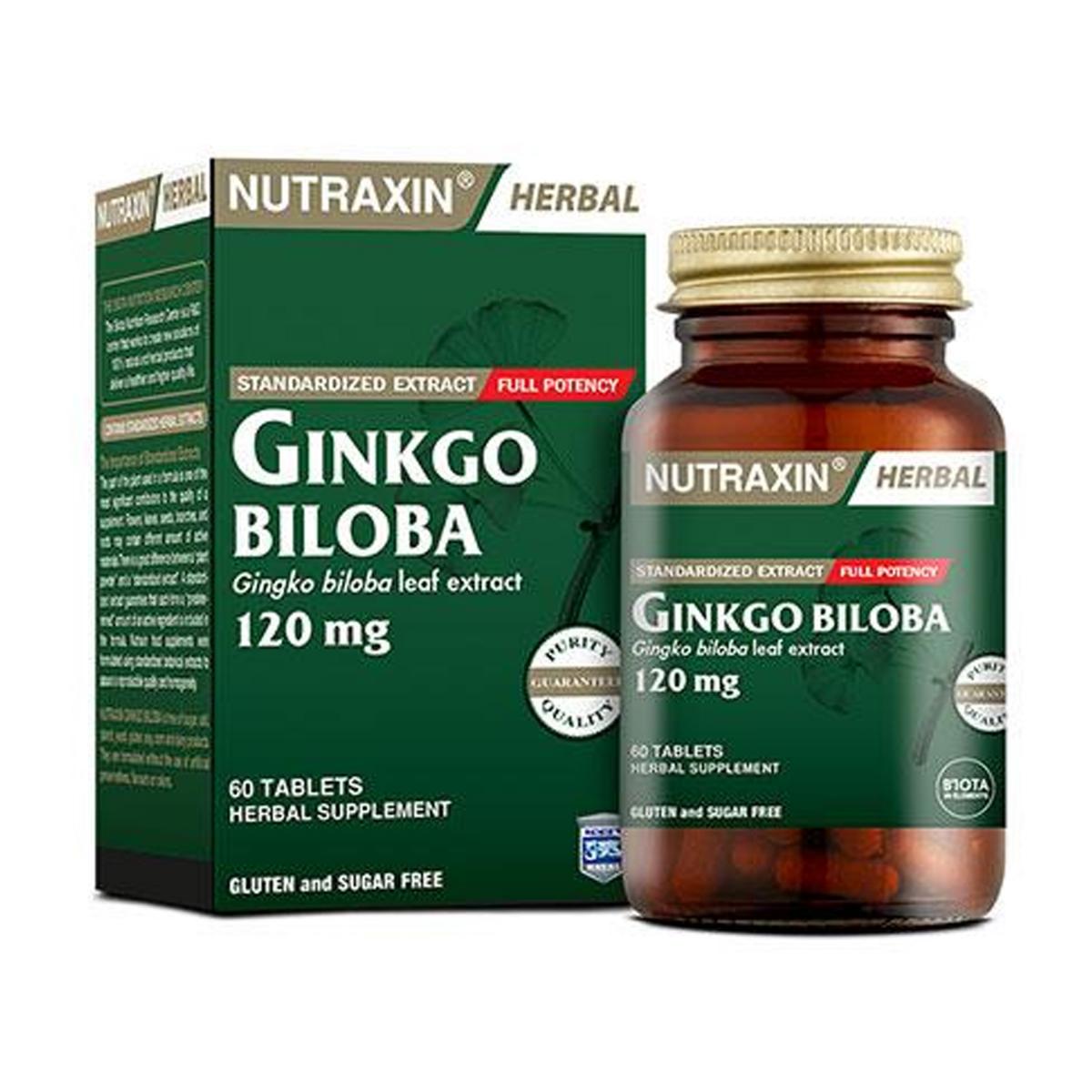 Nutraxin Ginkgo Sade Yetişkin Bitkisel Besin Desteği 120 Tablet