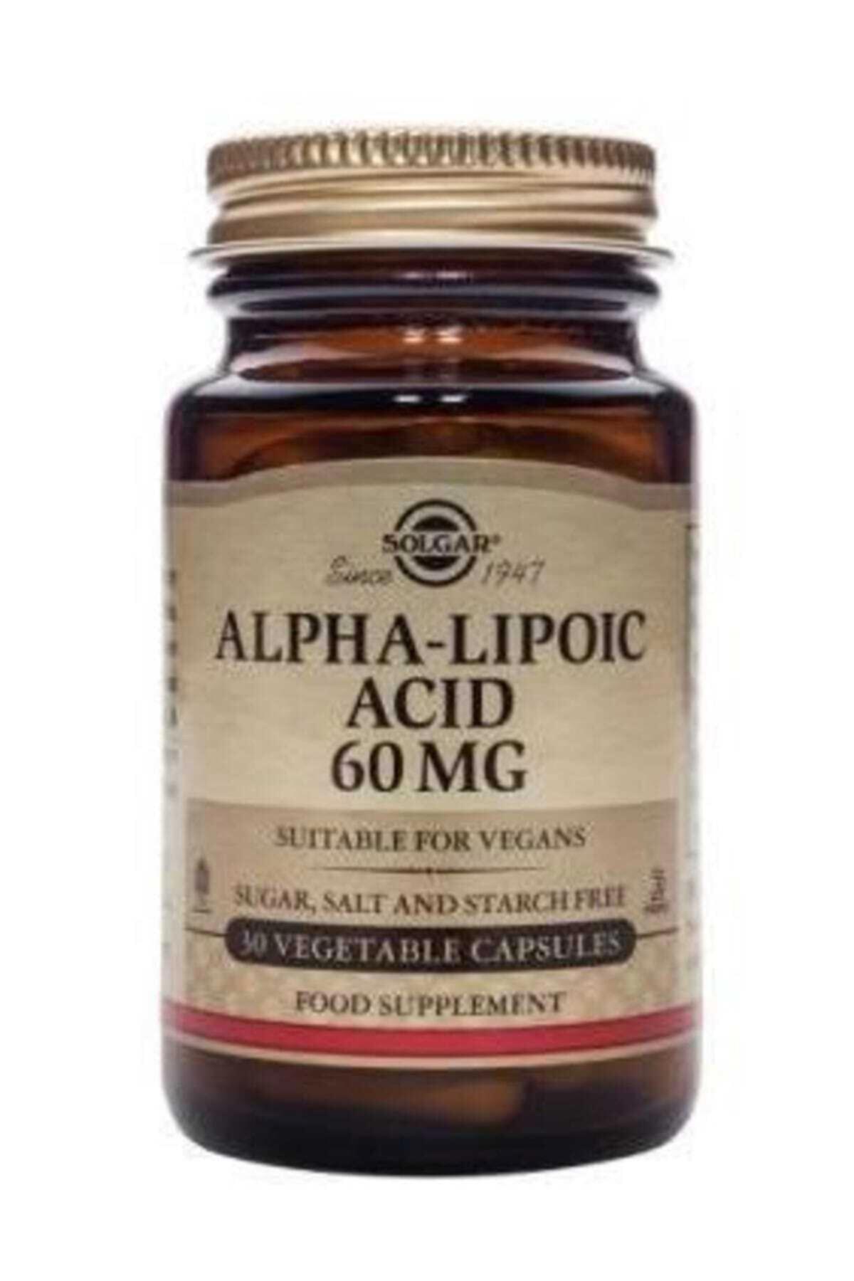Solgar Alpha Lipo Acid Aromasız Yetişkin Bitkisel Besin Desteği 30 Kapsül