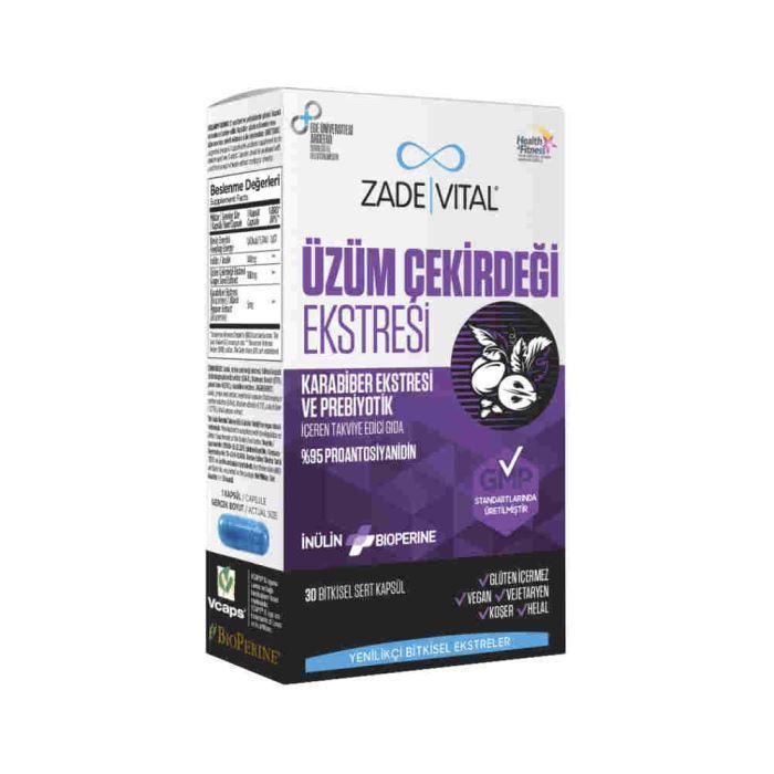 Zade Vital Üzüm Çekiredği Ekstresi Aromalı Yetişkin Bitkisel Besin Desteği 30 Kapsül