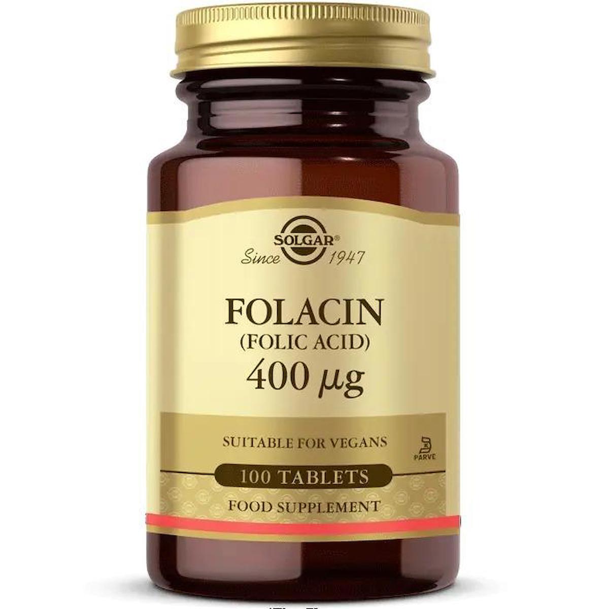 Solgar Folacin Aromasız Yetişkin Bitkisel Besin Desteği 100 Tablet