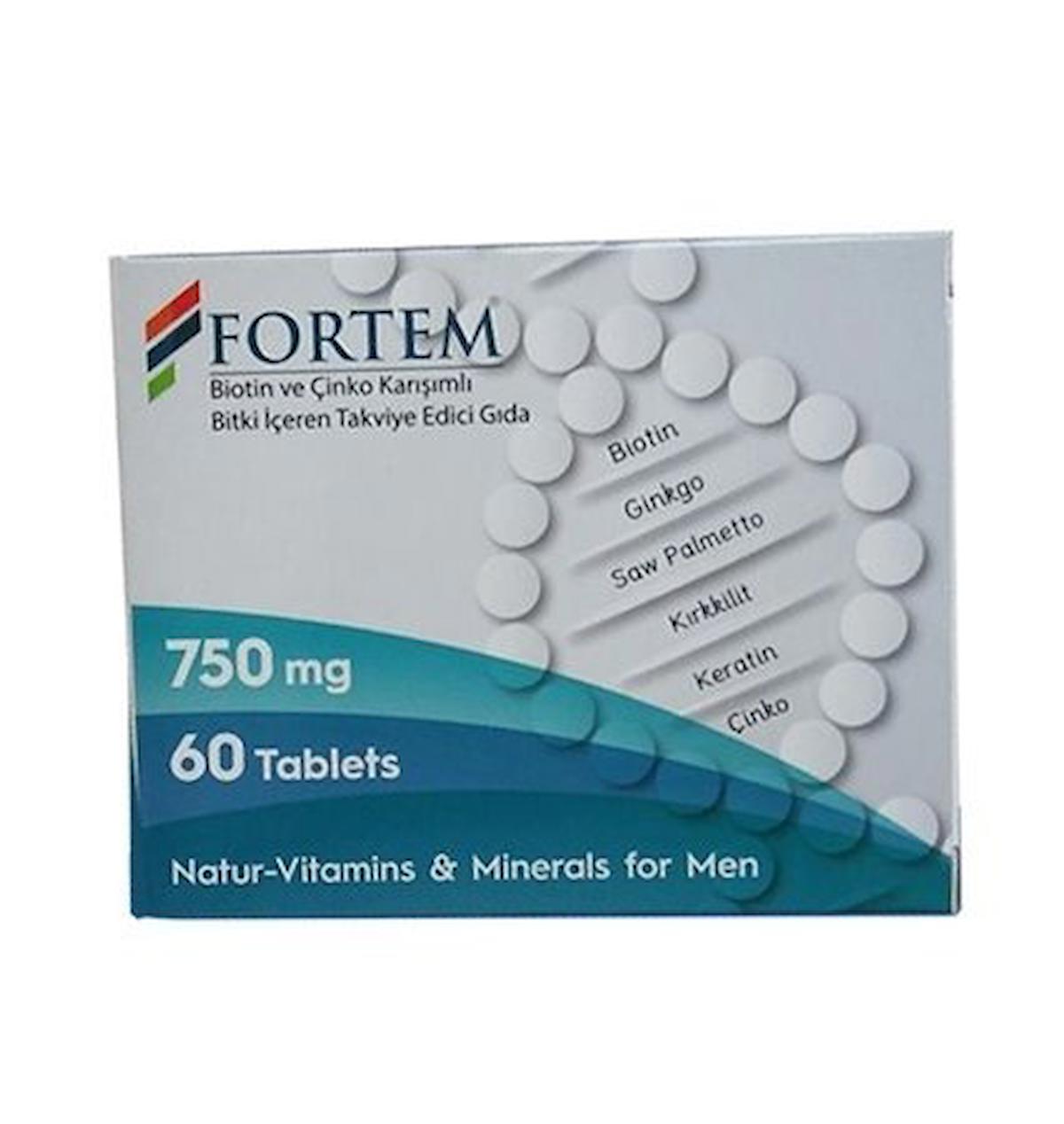 Fortem Biotin Ve Çinko Karışımlı Takviye Gıda Aromasız Yetişkin Bitkisel Besin Desteği 60 Tablet