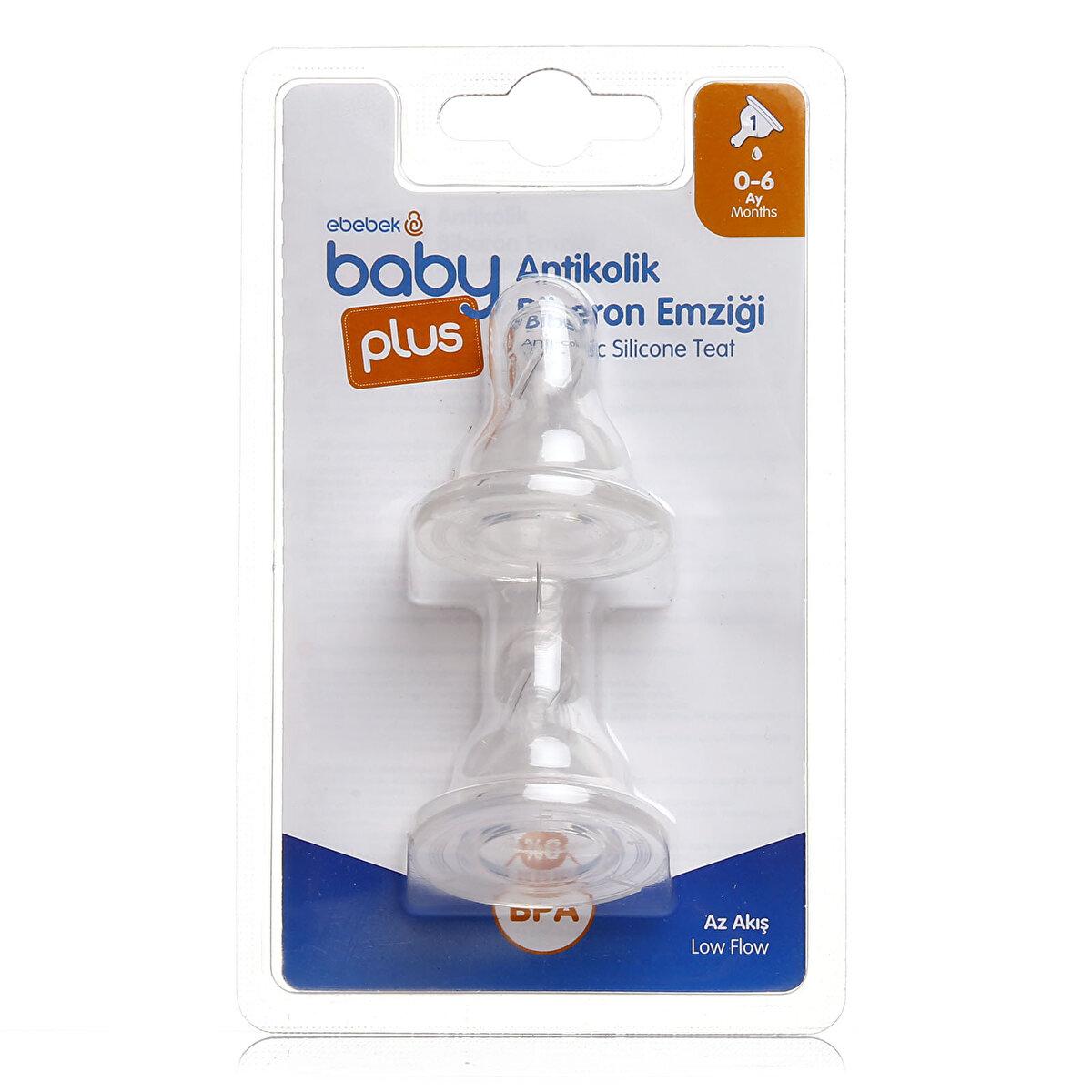 Baby Plus Antikolik Silikon Yenidoğan 0-6 Ay Yavaş Akışlı Dar Ağızlı Biberon Emziği
