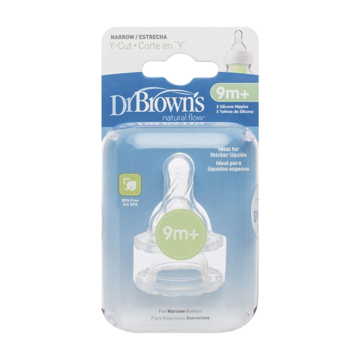 Dr. Brown's Silikon 9+ Ay Orta Akışlı Dar Ağızlı 2'li Biberon Emziği