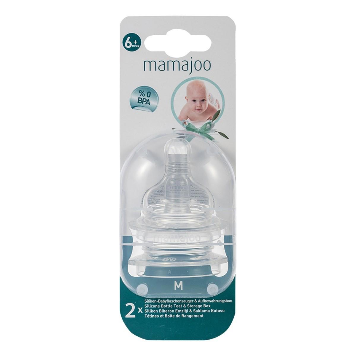 Mamajoo M Silikon 6+ Ay Orta Akışlı Geniş Ağızlı 2'li Biberon Emziği