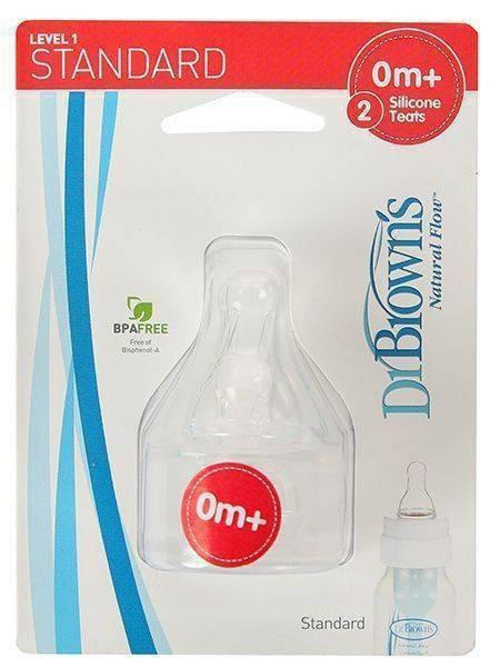 Dr. Brown's Silikon Yenidoğan 0+ Ay Yavaş Akışlı Dar Ağızlı 2'li Biberon Emziği