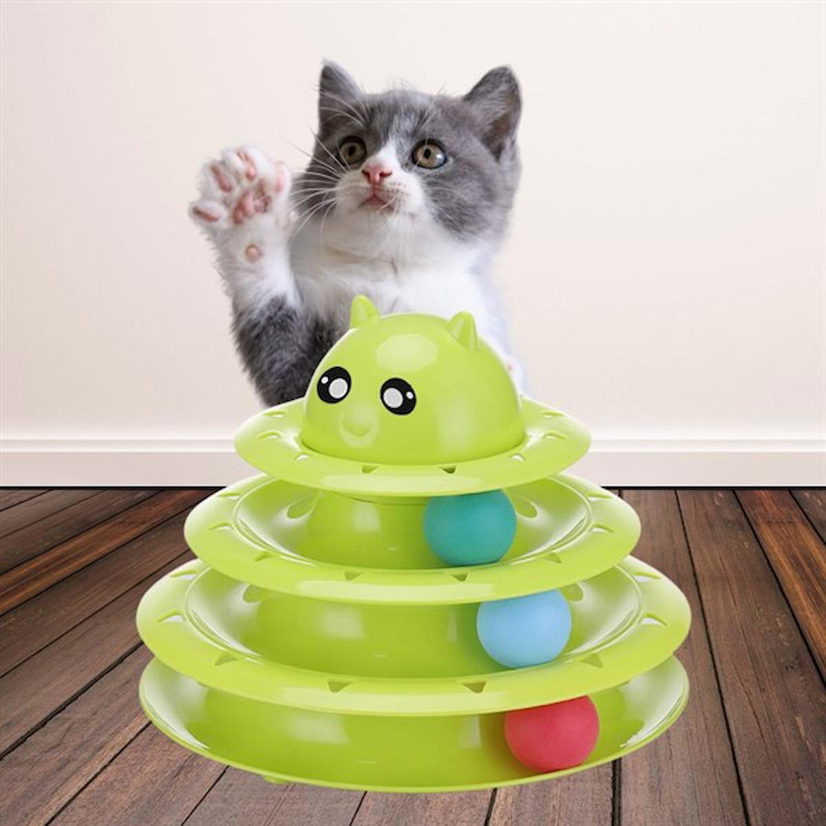 Buffer Tower Of Tracks Hareketli Isırma Yetişkin Top Kedi Oyuncağı