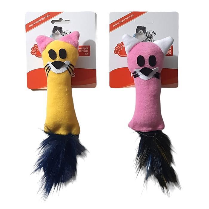 Polo Kedi Otlu Peluş Tüylü Isırma Yavru-Yetişkin Tilki Kedi Oyuncağı