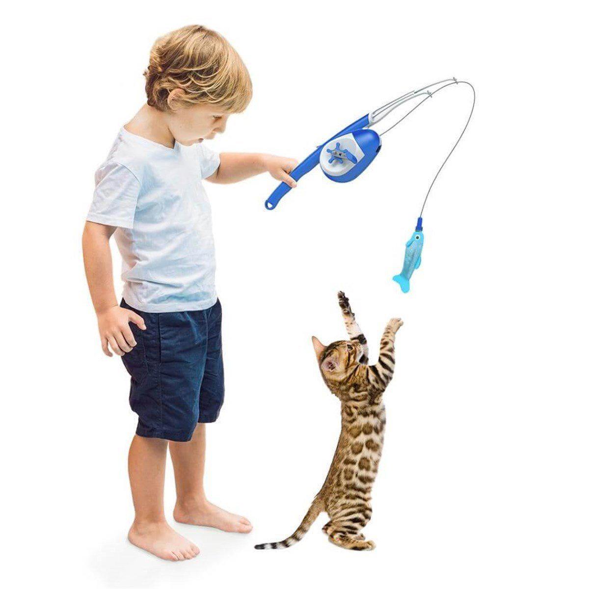 Duvo Fish'n Catch Tüylü Yakalama Yavru-Yetişkin Olta Kedi Oyuncağı