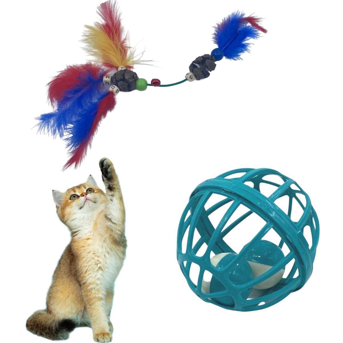 Buffer Hareketli Tüylü Isırma Yavru-Yetişkin Top Kedi Oyuncağı